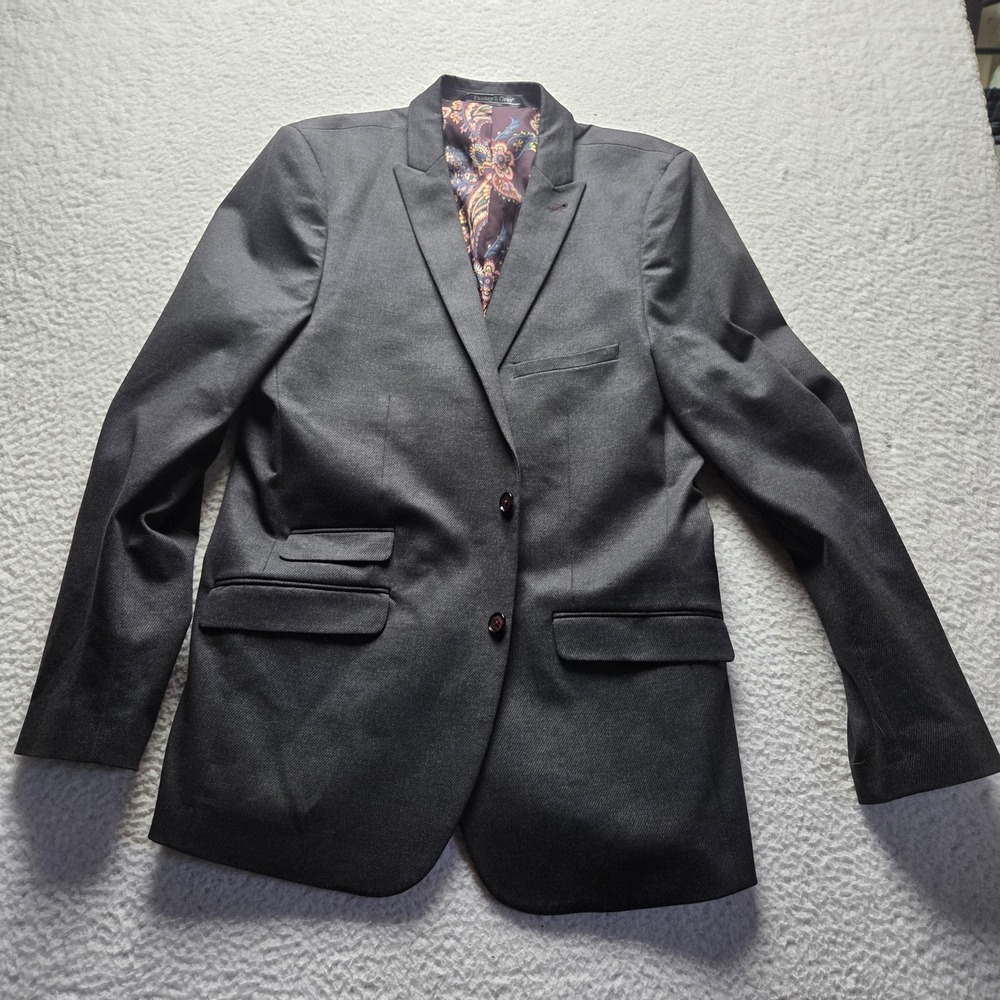 Paisley & Gray Suit Jacket Mens 44L Gray Slim Fit Stretch Two Button Lined